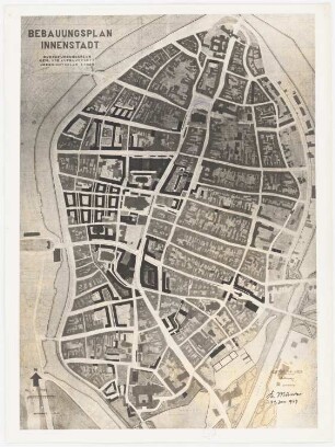 Markt, Lübeck: Stadtplan mit besonders gekennzeichneten Straßenzügen (ohne Maßstab), Maßstabsleiste