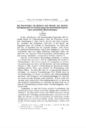 Die Psychologie bei Herbart und Wundt mit Berücksichtigung der von Ziehen gegen die Herbartsche Psychologie gemachten Einwendungen : (Fortsetzung)