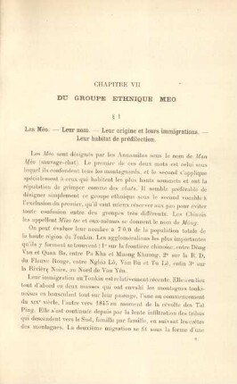 Chapitre VII. Du groupe ethnique Mèo