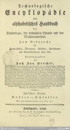 [Hauptbd.] 12: Röhren - Schlösser. Mit den Kupfertafeln 258 bis 284