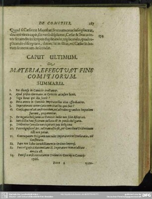 Caput [Octavum Et] Ultimum. De Materia, Effectu, Et Fine Comitiorum