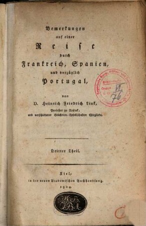 Bemerkungen auf einer Reise durch Frankreich, Spanien, und vorzüglich Portugal, 3