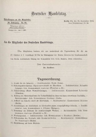 50. Jahrg. Nr. 20., ... den 28. September 1910