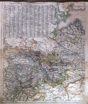 Der Preussische Staat, die Kurfürstlich-Großherzoglich- u. Landgräflich-Hessischen, Mecklenburgschen, Großherz. u. Herz. Sächs. u. Anhalt'schen Länder, das Herzogthum Nassau, die Fürstentümer Schwarzburg u. Reuss und das Gebiet der freien Stadt Frankfurt