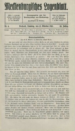 Nr. 4. Rostock, Sonntag, den 17. Oktober 1915.