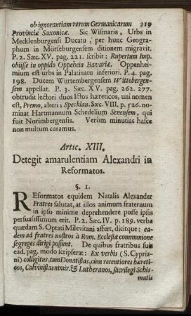 Artic. XIII. Detegit amarulentiam Alexandri in Reformatos.