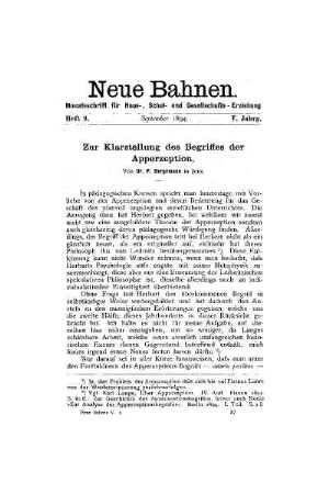 Zur Klarstellung des Begriffes der Apperzeption