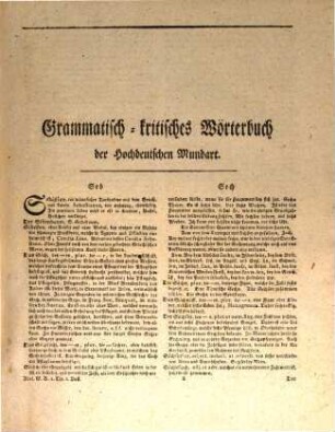 Grammatisch-kritisches Wörterbuch der hochdeutschen Mundart : mit beständiger Vergleichung der übrigen Mundarten, besonders aber der oberdeutschen, 4. Seb - Z
