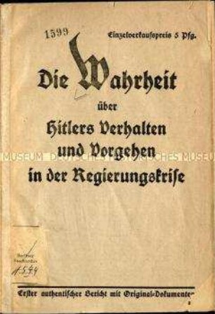 Nationalsozialistische Schrift über die Reichstagswahl vom 6.11.1932