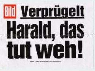 Maueranschlag der "Bild"-Zeitung: "Verprügelt / Harald, das tut weh!"