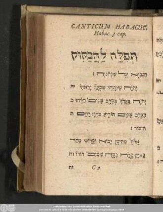 Canticum Habacuc, Habac. 3 cap.