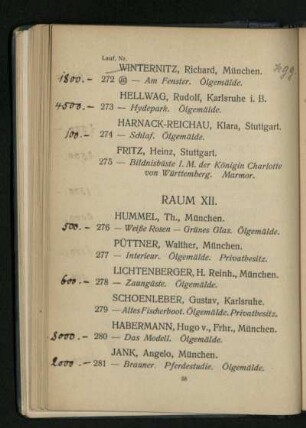 Raum XII. Nr. 276 - 297
