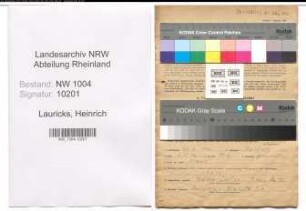 Entnazifizierung Heinrich Lauricks , geb. 30.09.1900 (Beamter)
