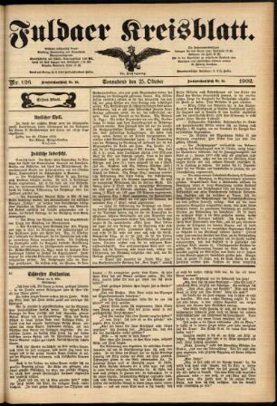 Erste Ausgabe vom Samstag, den 25. Oktober 1902.