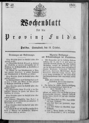 Nr. 42, Ausgabe vom 19. Oktober 1861