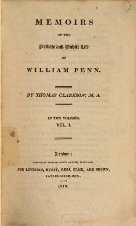 Memoirs of the private and public life of William Penn : in two volumes. 1
