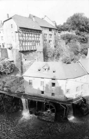 Saarburg: Mühle von oben, mit Haus oben