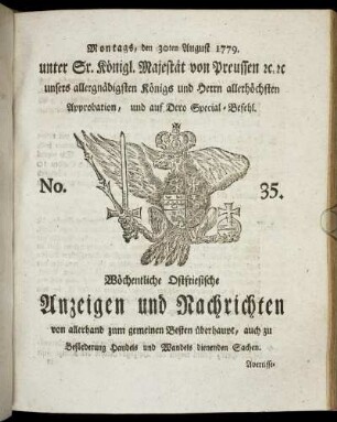 No. 35. Montags, den 30ten August 1779.