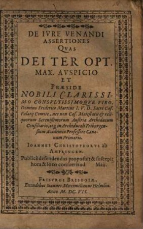 De Iure Venandi Assertiones