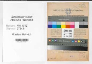 Entnazifizierung Heinrich Horsten , geb. 04.04.1898 (Zugfuehrer)
