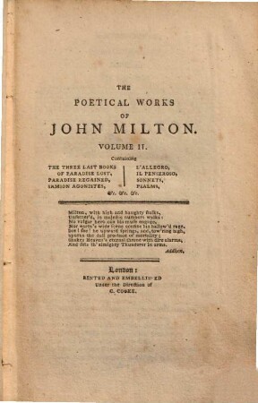 The poetical works of John Milton : From the text of Dr. Newton ; to which are prefixed, the life of the author, a criticism on his works, by Dr. Johnson, and a critique on Paradise Lost, by Joseph Addison. 2