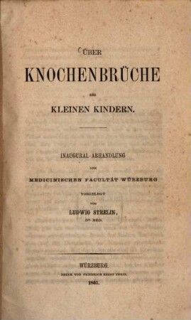 Über Knochenbrüche bei kleinen Kindern