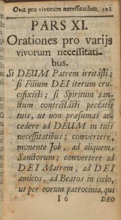 Pars XI. Orationes pro varijs vivorum neccessitatibus.