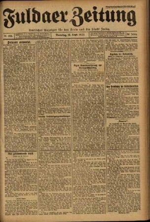 Ausgabe vom Dienstag, den 18. September 1923.