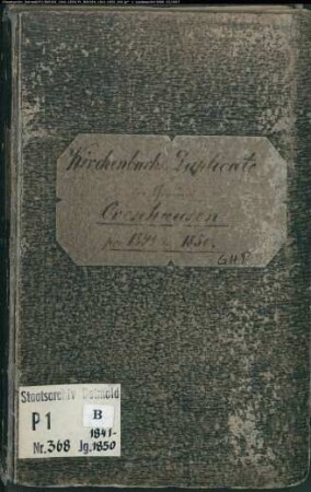 Kirchenbuchduplikat der katholischen Gemeinde Ovenhausen, Kreis Höxter (GHT 1841-1850) (Gemeinde: Katholische Gemeinde Ovenhausen)