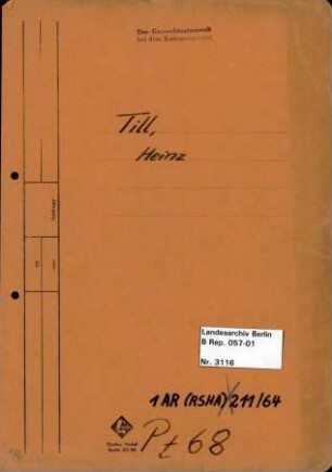 Personenheft Heinz Till (*26.01.1912), SS-Hauptsturmführer