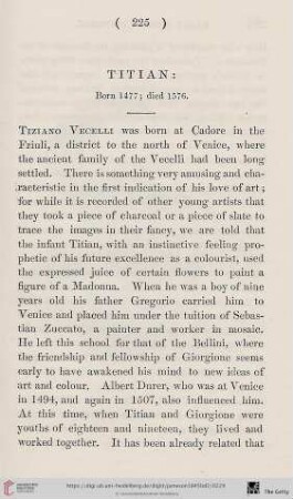 Titian: Born 1477; died 1576
