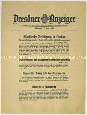 Nachrichtenblatt "Dresdner Anzeiger" u.a. zum Kriegsgeschehen in Nordafrika