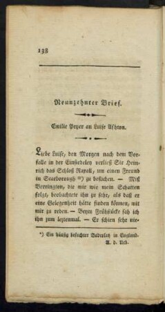 Neunzehnter Brief. Emilie Pryer an Luise Ashton.