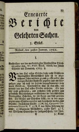 5. Stück. Rostock, den 30sten Januar. 1766