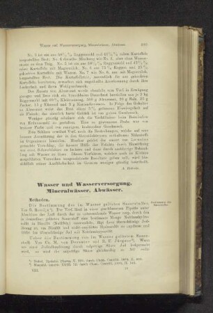 Wasser und Wasserversorgung, MIneralwässer, Abwässer.
