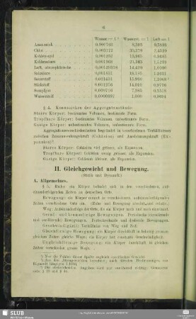 II. Gleichgewicht und Bewegung.