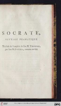 Socrate, ouvrage dramatique