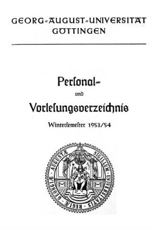 WS 1953/54: Personal- und Vorlesungsverzeichnis ...