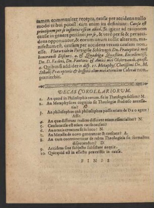 Decas Corollariorum.