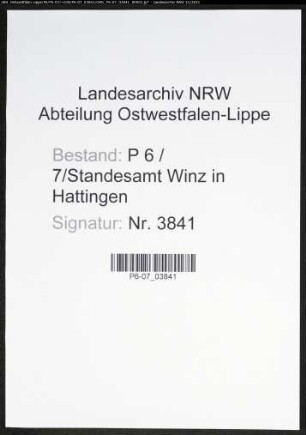 Heiratsregister Standesamt Winz in Hattingen