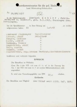 Kohler, Eberhard