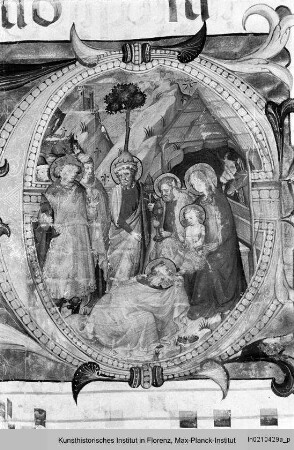 Historisierte Initiale E: Anbetung der Könige - Missale D