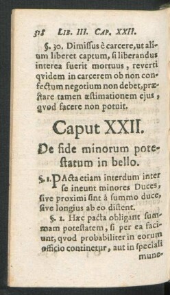Caput XXII. De fide minorum potestatum in bello.