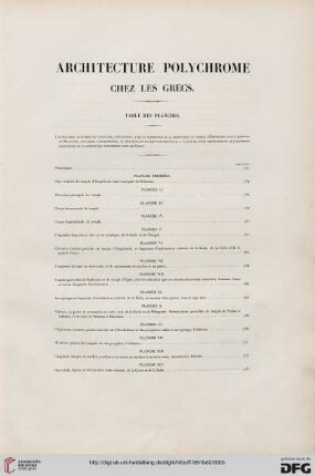Table des planches
