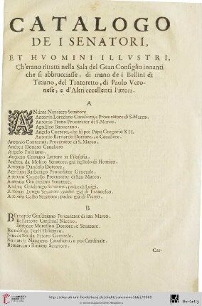 Catalogo dei senatori