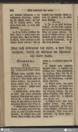 Wot tych dobrotow teje nady, a wot s bożnoszjow, kotreż cżi wjerjazy we schtancżi teje nady maju