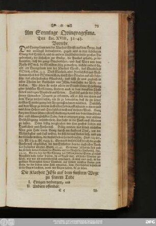 Am Sonntage Quinquagesima. Text Luc. XVIII, 31 - 43.