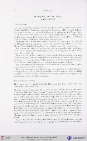 Sitzung der Math.-nat. Klasse am 8. Juli 2000