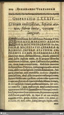 Observatio LXXXIV. Crurum imbecillitas, hepatis atonia, febris lenta, virium languor