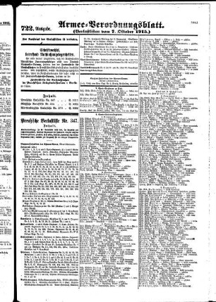 722. Ausgabe. Donnerstag, 7. Oktober 1915